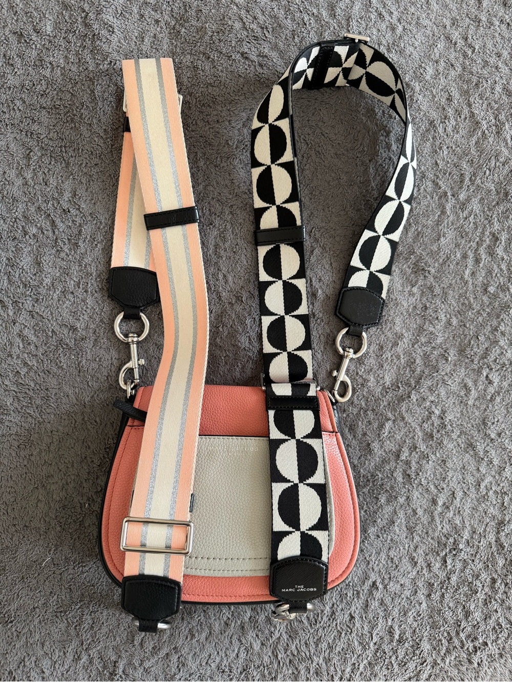 Marc Jacobs Empire City Flap Crossbody Bag - Colorblock Pink/Gray+extra strap - Picture 9 of 11